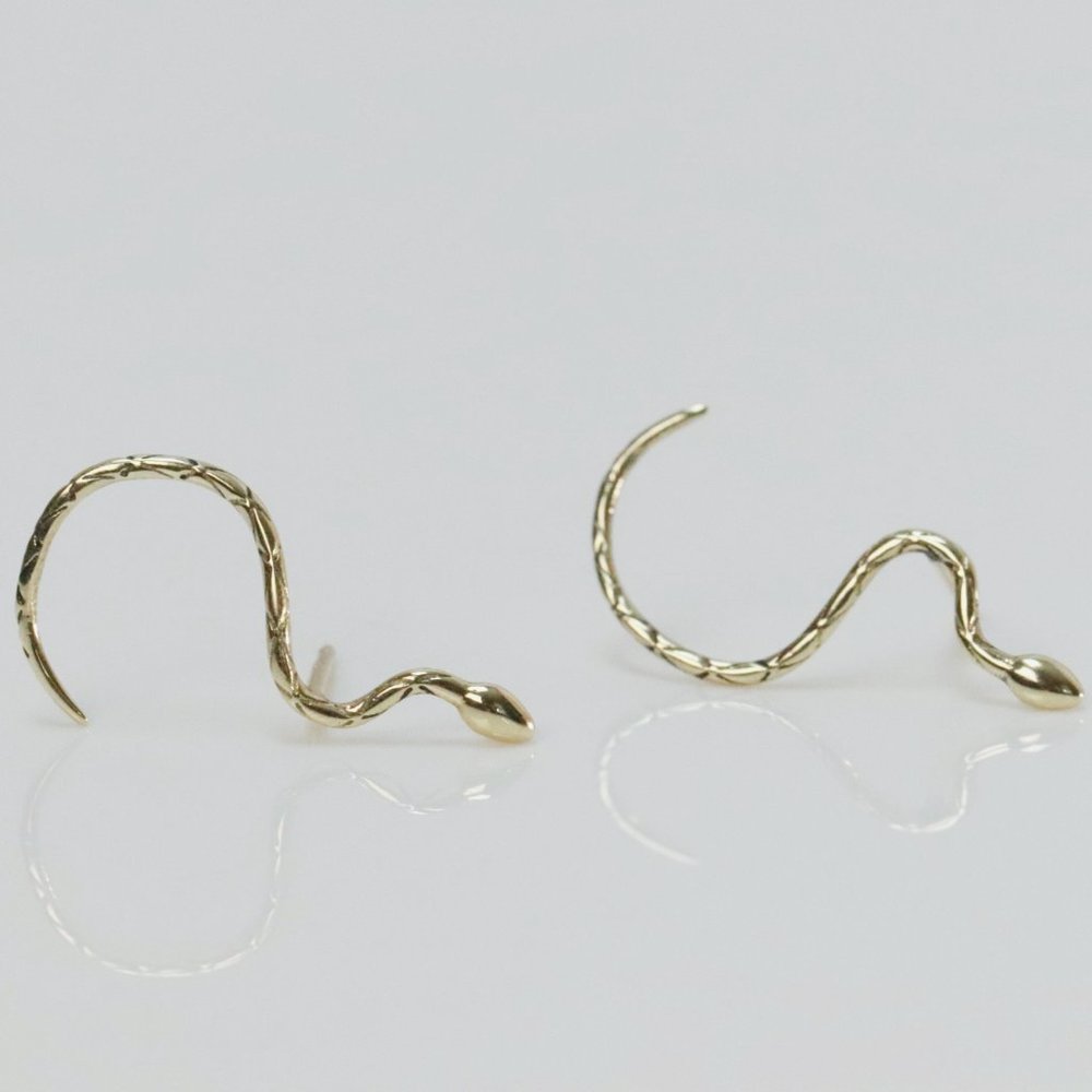 Gold Snake Earrings (Pair)